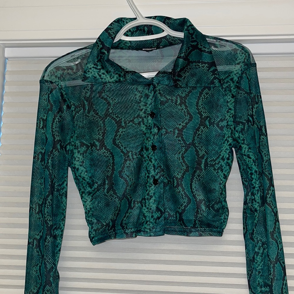 Missguided snake skin print mesh crop top